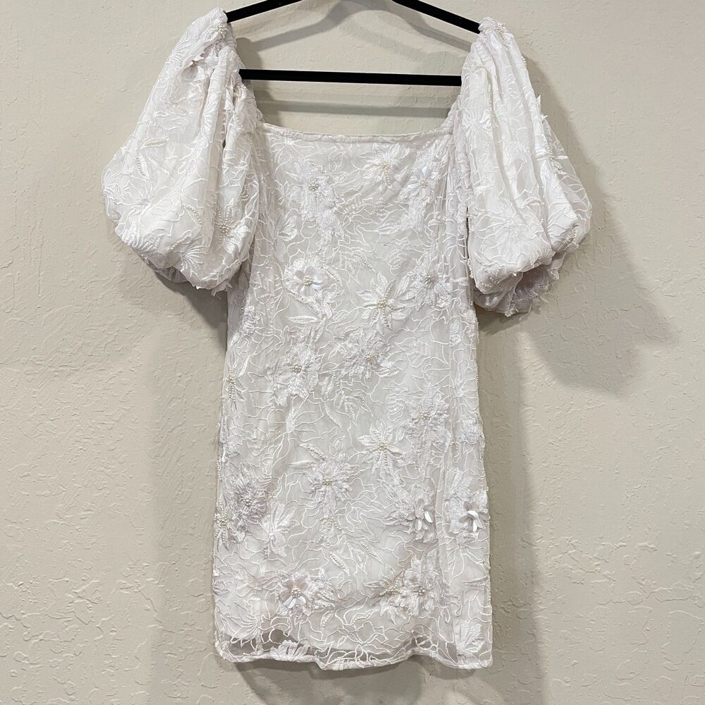 ~ BHLDN Lg 2in1 Bridal Dress Anthropologie Removable Puff-Sleeve Wedding Mini - Picture 10 of 16